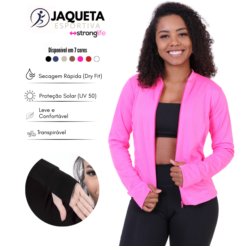 Casaquinho Jaquetinha DryFit com Proteção-Solar para Treino e Academia e Corrida