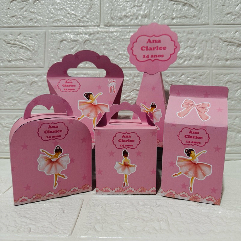 Kit Caixinhas Bailarina Linda,Rosa,Fofa,Balé/Pegue e Monte/Caixas Lembrancinha Aniversário;Personalizadas: Nome e Idade