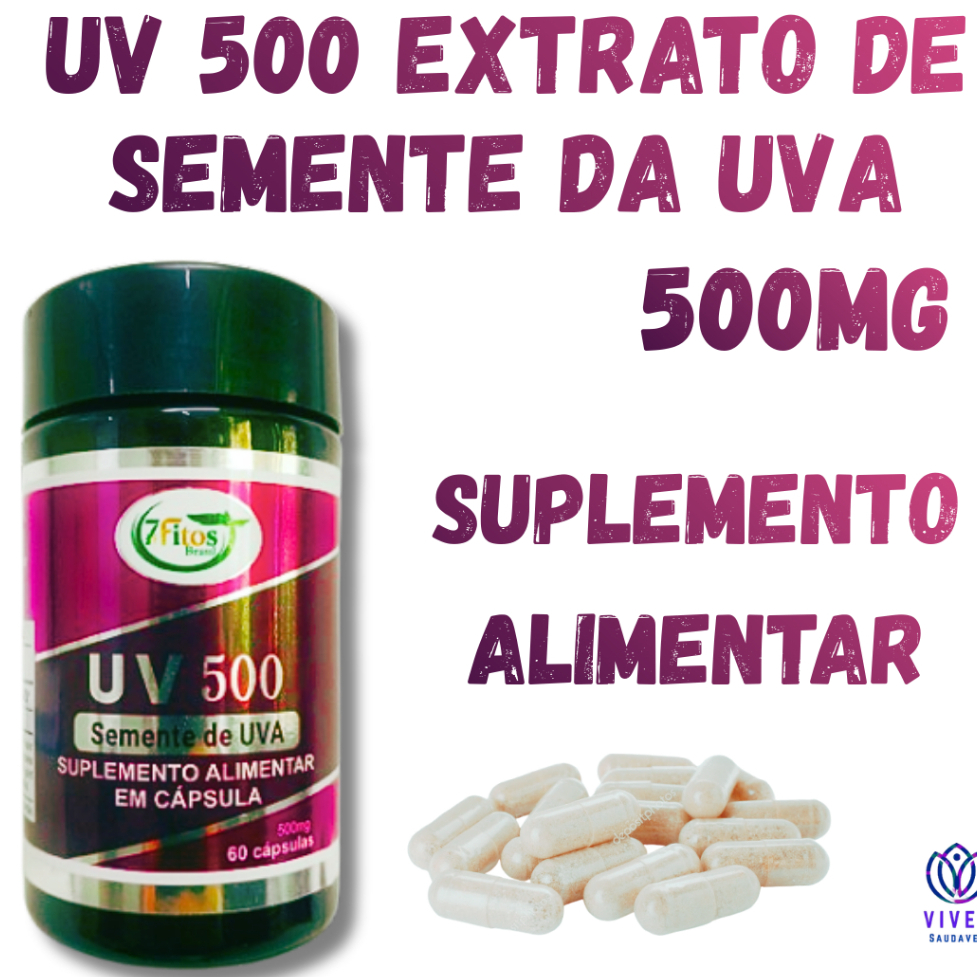 UV 500 7Fitos Semente da UVA 500mg 60cáps Suplemento Alimentar