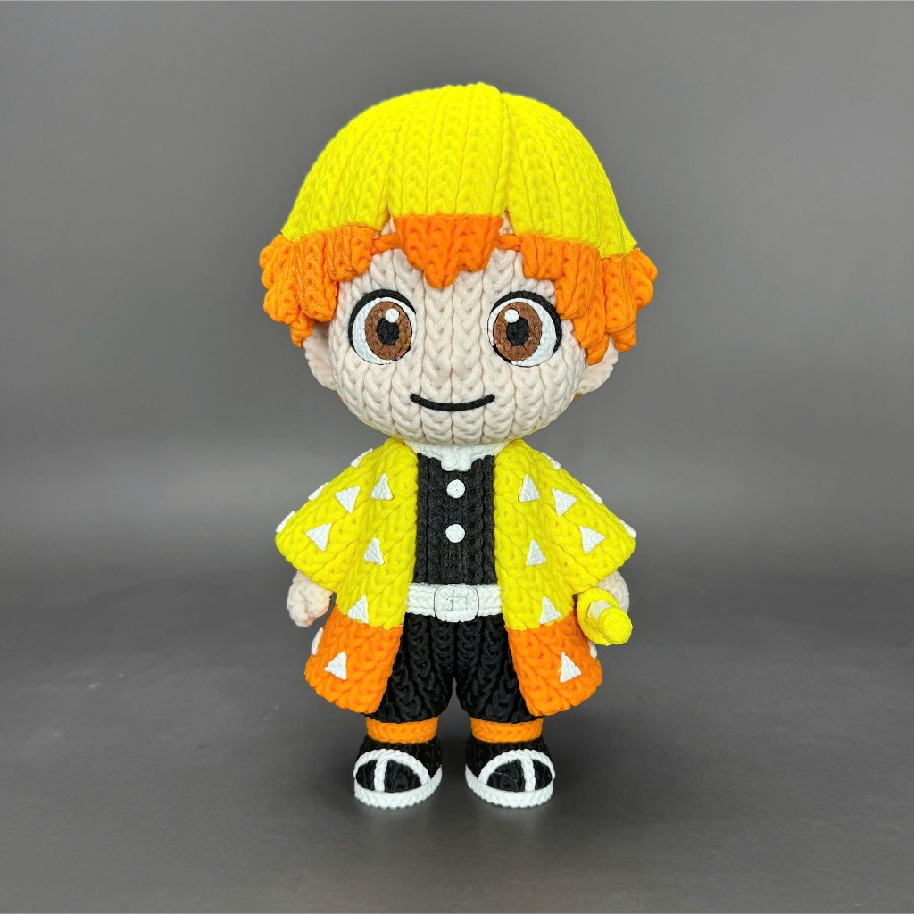 Zenitsu Agatsuma Action Figure 3D 15cm | Estátua Decorativa Geek Demon Slayer Presente Otaku