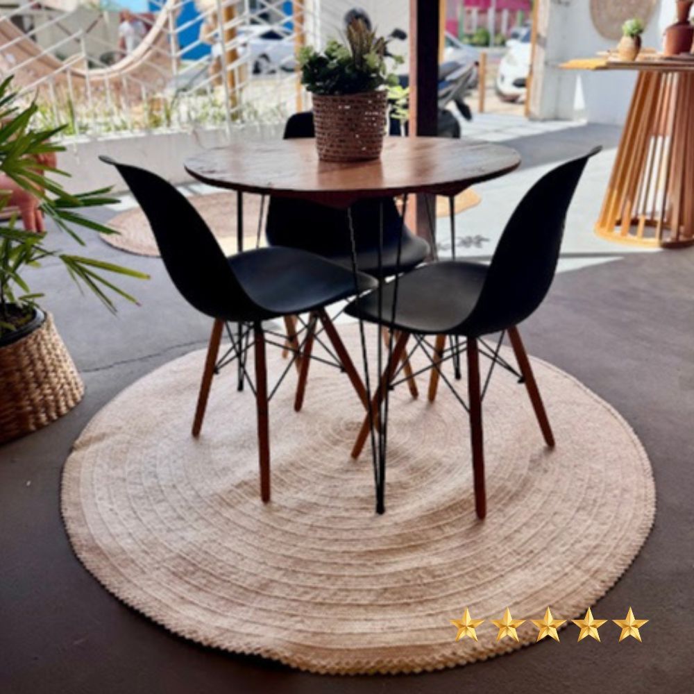 Tapete  Redondo Palha Carnaúba Para Decoração Casa Sala Quarto em Oferta na Shopee