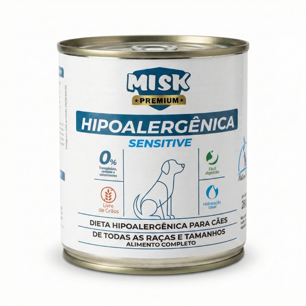 Ração Úmida Misk Hipoalergênica Cães Sensível Hypoallergenic para Cães Adultos com Alergias 280g