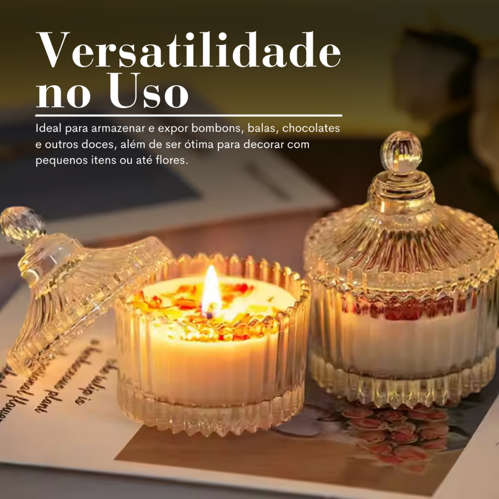 KIT Bomboniere de Vidro Cristal Porta Doces Decorativa Utilidades
