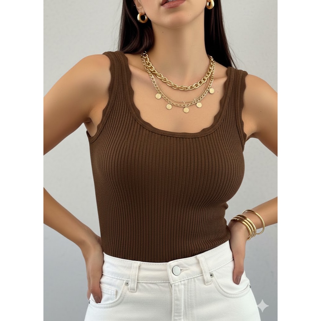 BLUSA FEMININA ROUPA ESTILOSA REGATA TRICOT MODAL VERÃO TENDENCIA 2026 em Oferta na Shopee