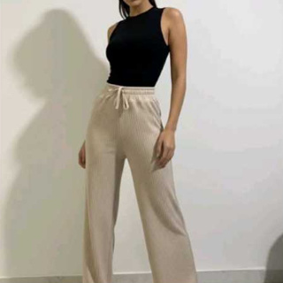 Calça Pantalona Feminina anarruga Cintura Alta, com bolso moda casual em Oferta na Shopee