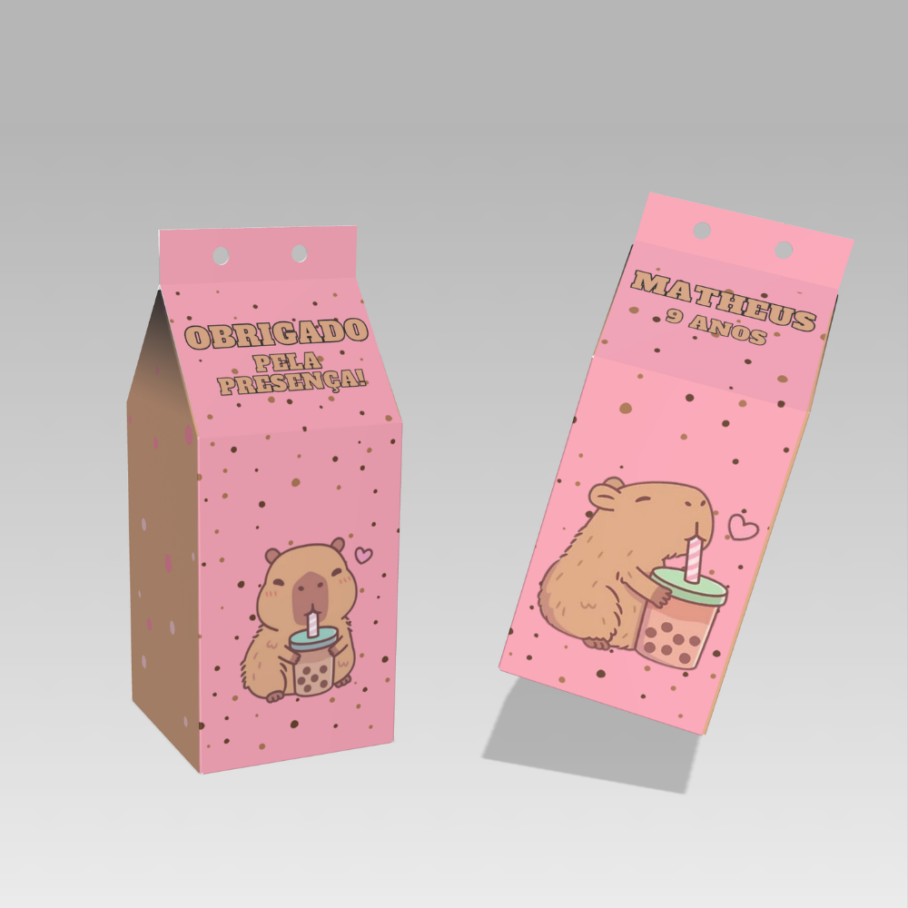 Caixinha MILK Lembrancinha Sacolinha Personalizada Capivara