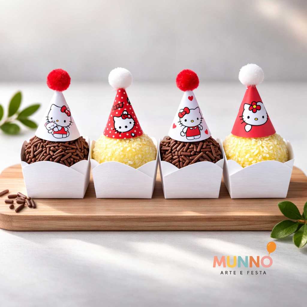 Mini Chapeuzinhos - Tema Hello Kitt - Topper Docinhos – Festa Infantil - Mesversário em Oferta na Shopee