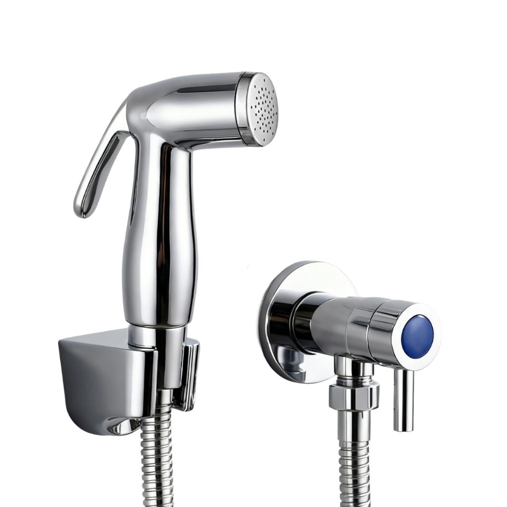 Ducha Higienica Premium Metal Cromado 1/4 De Volta Inox Completa Suporte Parafusos