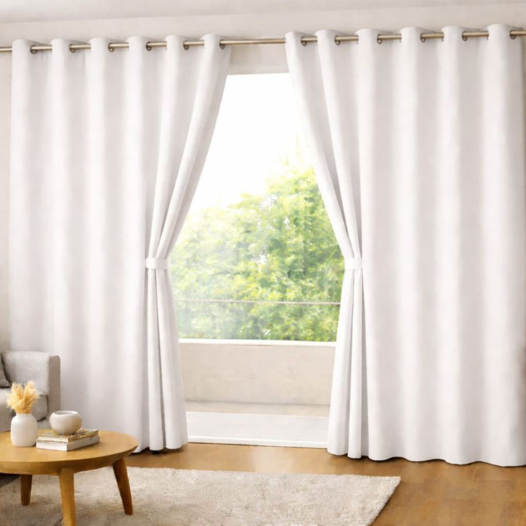 Cortina grande Ilhós Cromado 3,00 X 2,20 Oxford Para Quarto Sala Escritório