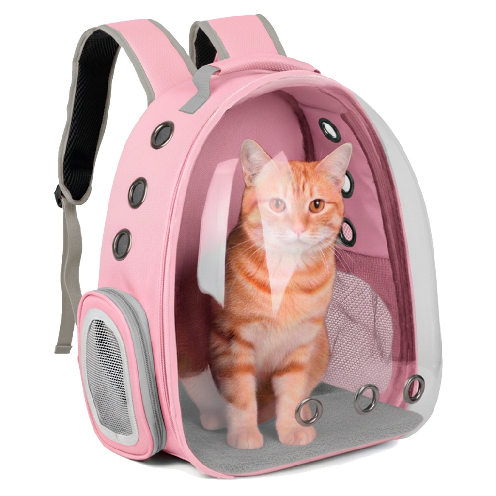 Mochila Bolsa Pet até 5 kg Janela 3D Ventilada Visão Panorâmica 42cm Cachorro Gato Material Oxford e Acrílico