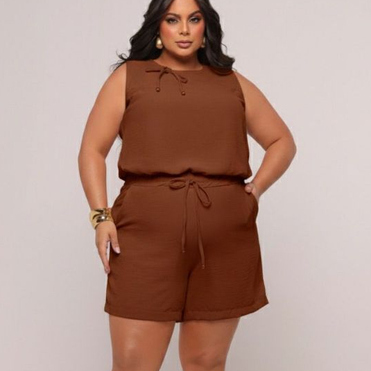 CONJUNTO SOCIAL PLUS SIZE ALFAIATARIA PREIMUM SHORT E BLUSA em Oferta na Shopee