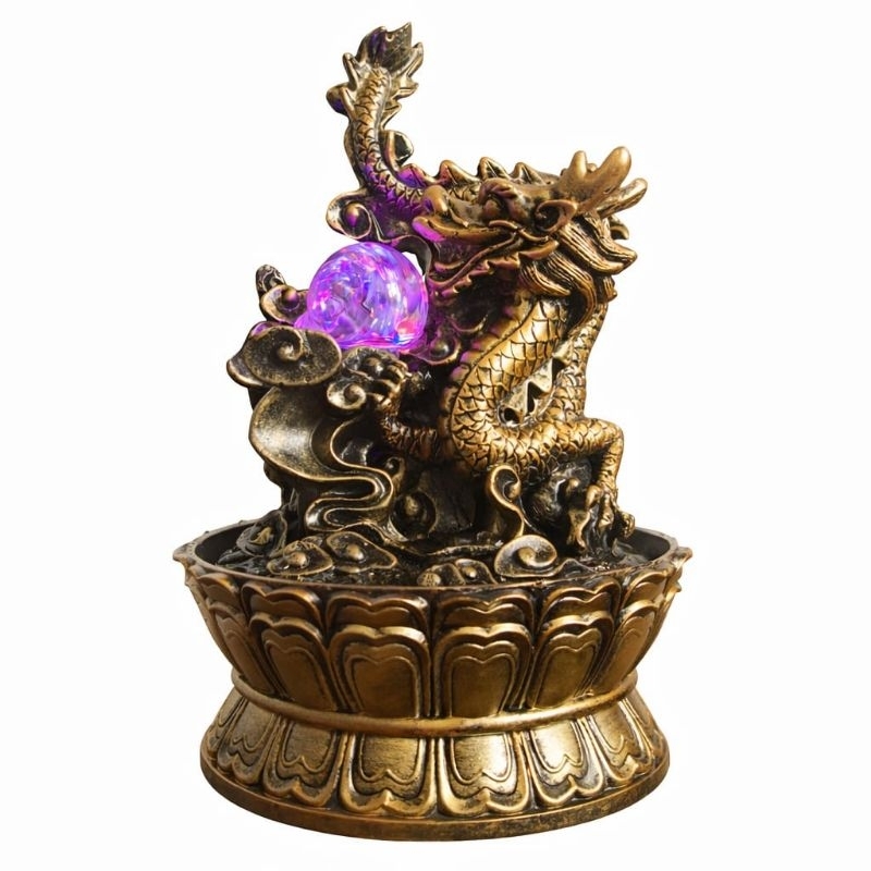 Imagem Fonte de Água Dragão LED Artesanal 30cm Bivolt 110/220 – Cascata Decorativa Zen Relaxante para Ambiente