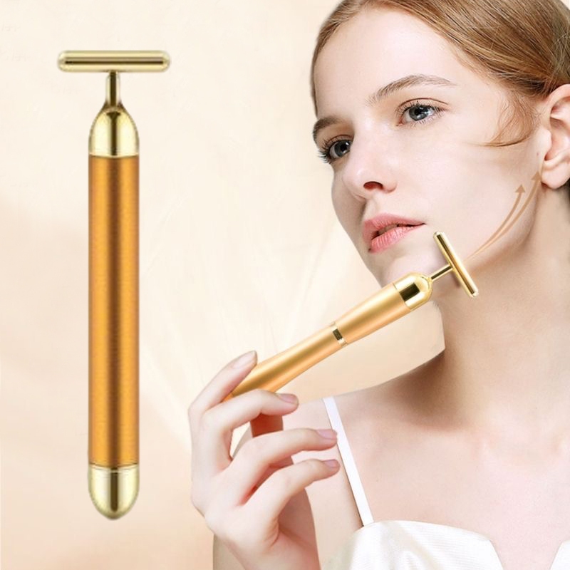 Ahania Massageador Hamonização Facial Vibração Energy Beauty Afina Rosto Eletrica Anti-Rugas Pró Cor Dourado em Oferta na Shopee