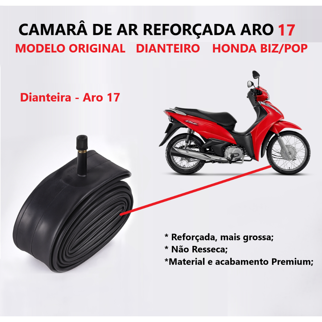 Camara Ar Dianteira aro 17 Moto Modelo Original Biz 125 100 Pop Shineray Jet Phoenix Camera Premium em Oferta na Shopee