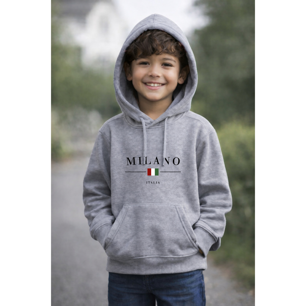 Blusa Moletom Infantil Canguru Milano Com Capuz Casual Inverno em Oferta na Shopee