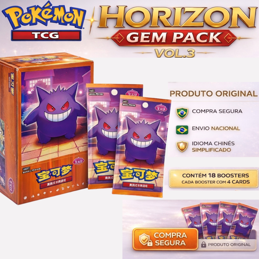 Pokémon TCG Horizon Gem Pack Vol.3 CBB3C Boosters Com Cartas Chinês Simplificado