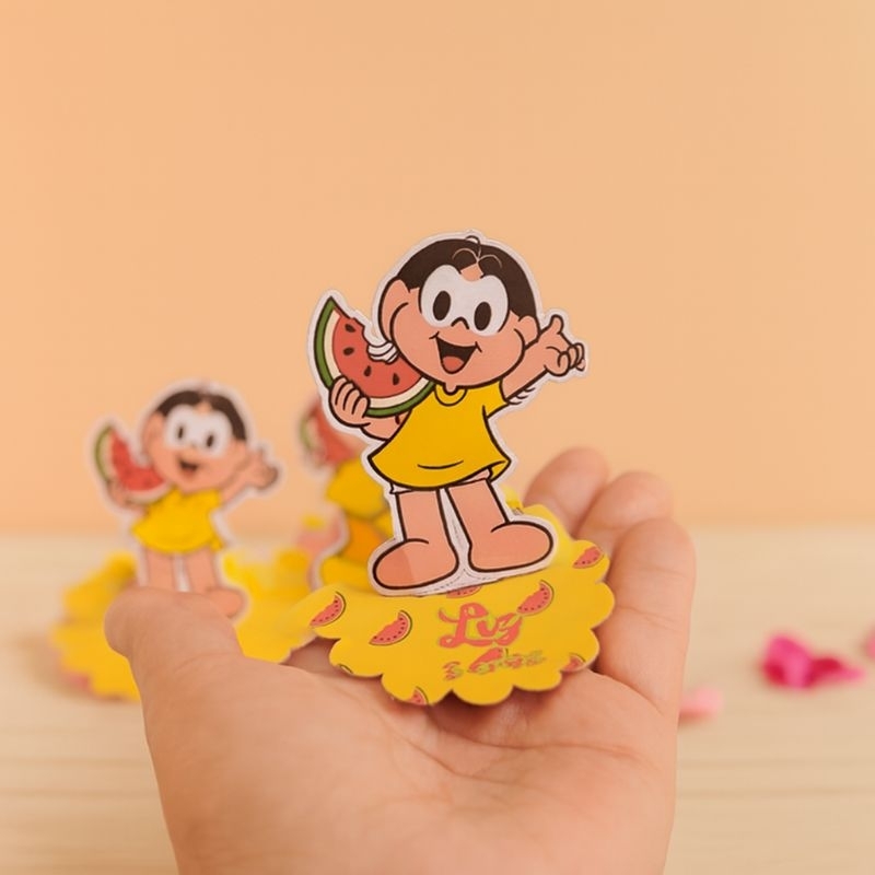 Aplique 3D 5x5  personalizado para caixinha acrílica e latinha tema Magali Lembrancinha para festa