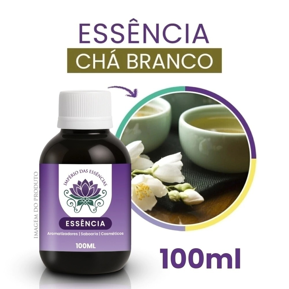 Essência Chá Branco 100ml Linha Grifes Famosas Floral Sofisticado - Para Perfumar e Aromatizar