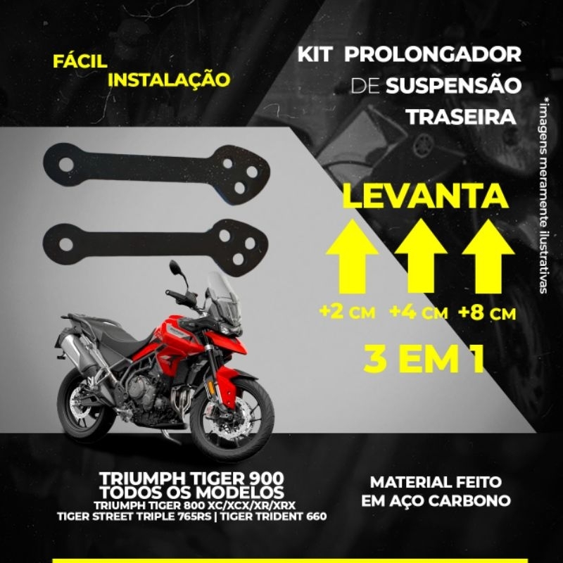 Kit Alongador Suspensão Traseira Triumph Tiger 900 pro rally erguer levantar moto