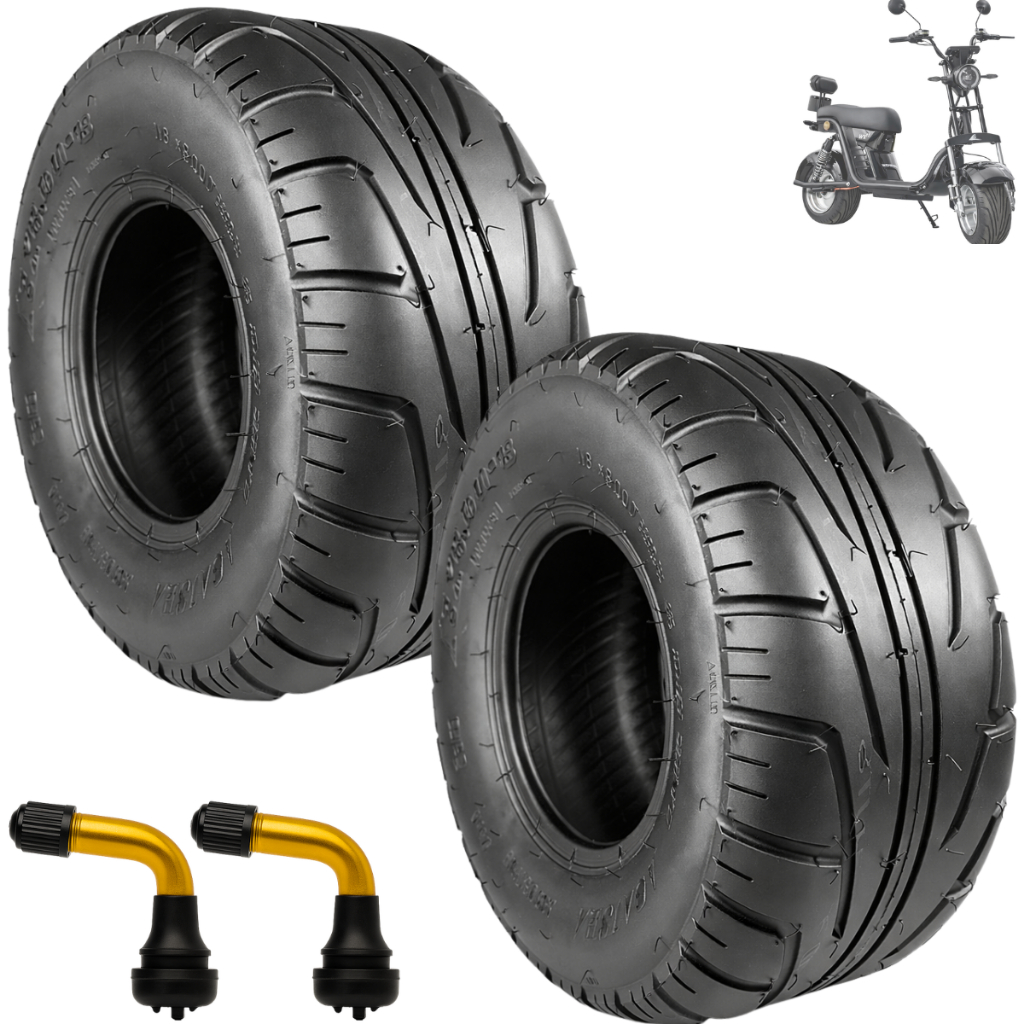 2 Pneus 205/60-8 + 2 Bicos Válvula Moto Sooter Elétrica Aro 8 - 18x800-8 - Citycoco - X7- WeHawk - Shineray