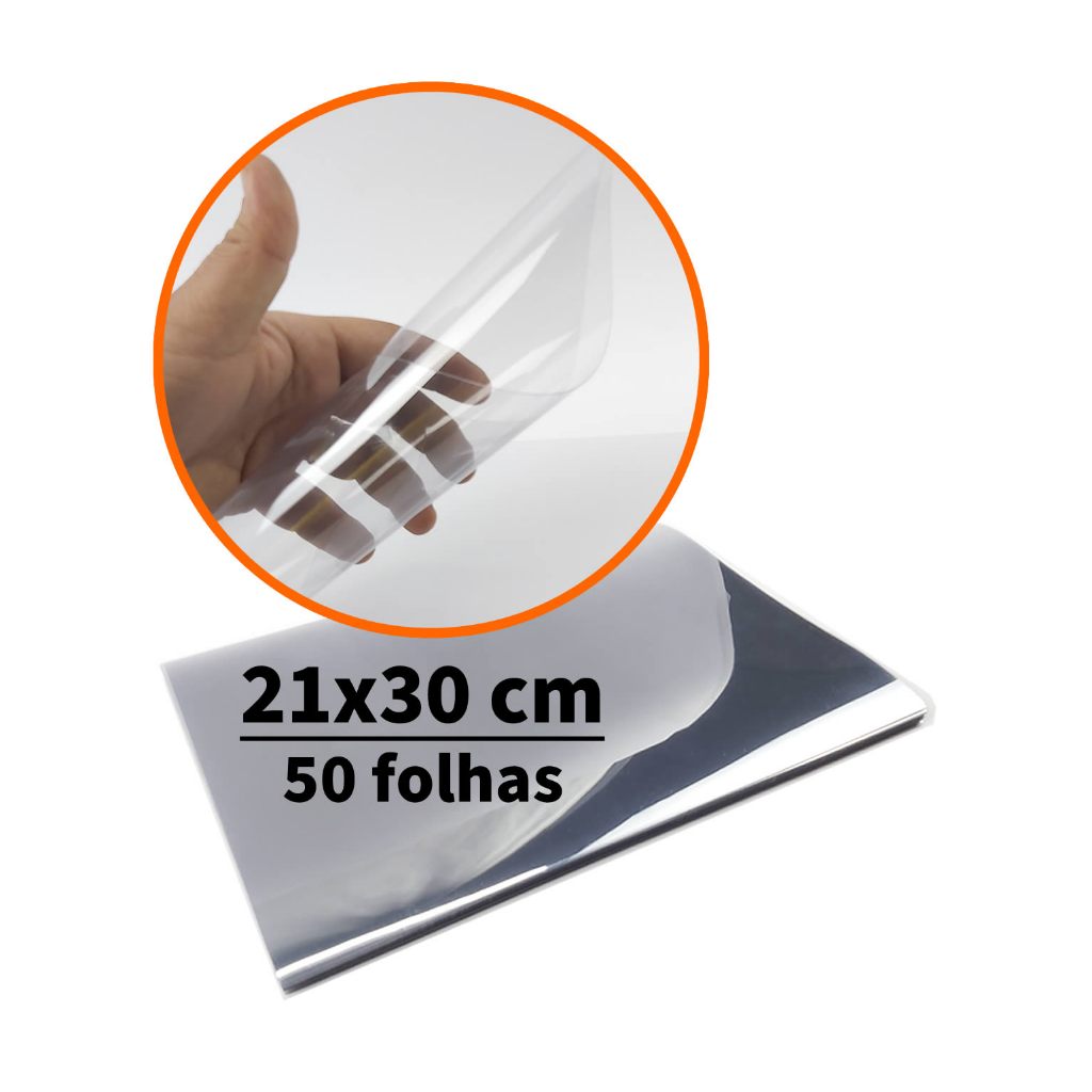 50 Folha de Acetato para Artesanato Chapa Transparente Visor Quadro A4 21x30 cm 0,20mm