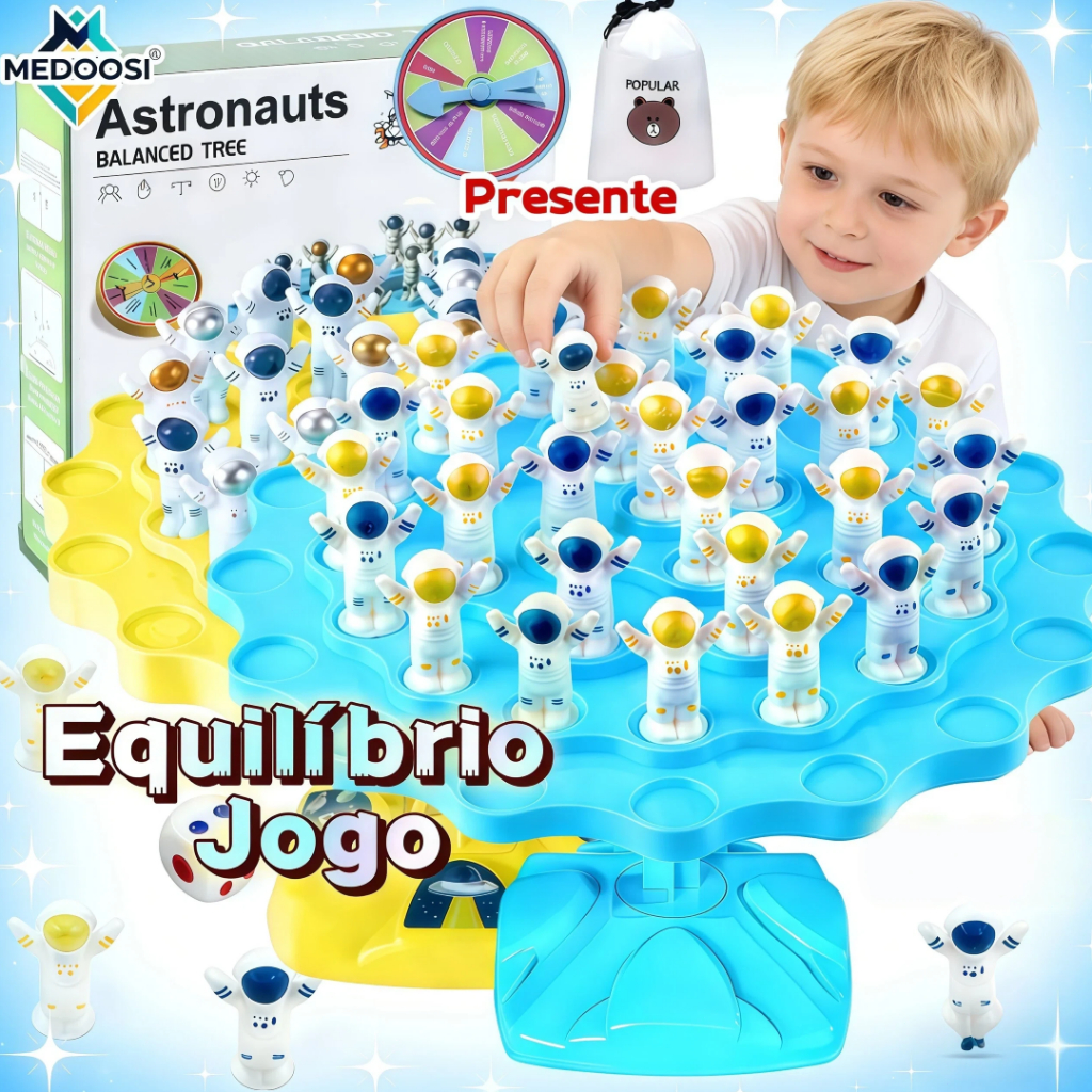 🚀Jogo de Mesa Astronauta Brinquedo Equilíbrio 60 Peças Interativo Educacional Crianças - Desafio Empilhamento Puzzle
