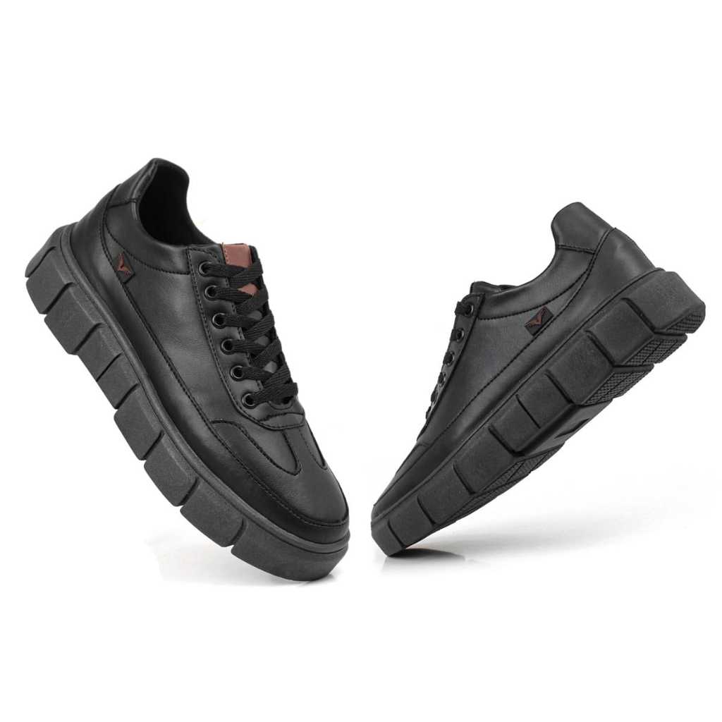 Tênis Sapatenis Masculino Casual e Esportivo Despojado Plataforma Tratorado Tendênicia Preto Estilo Urbano Dia Dia