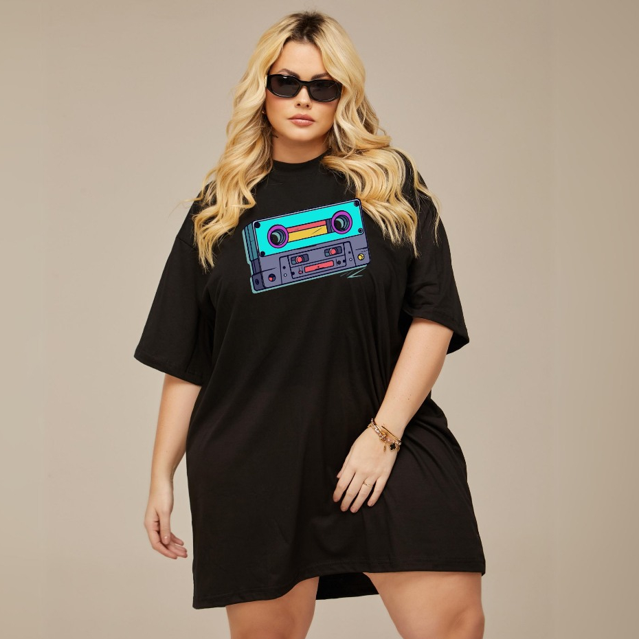 Camiseta Feminina Oversized Plus Size Diversas Estampas 100% Algodão Perfeita Moda Casual