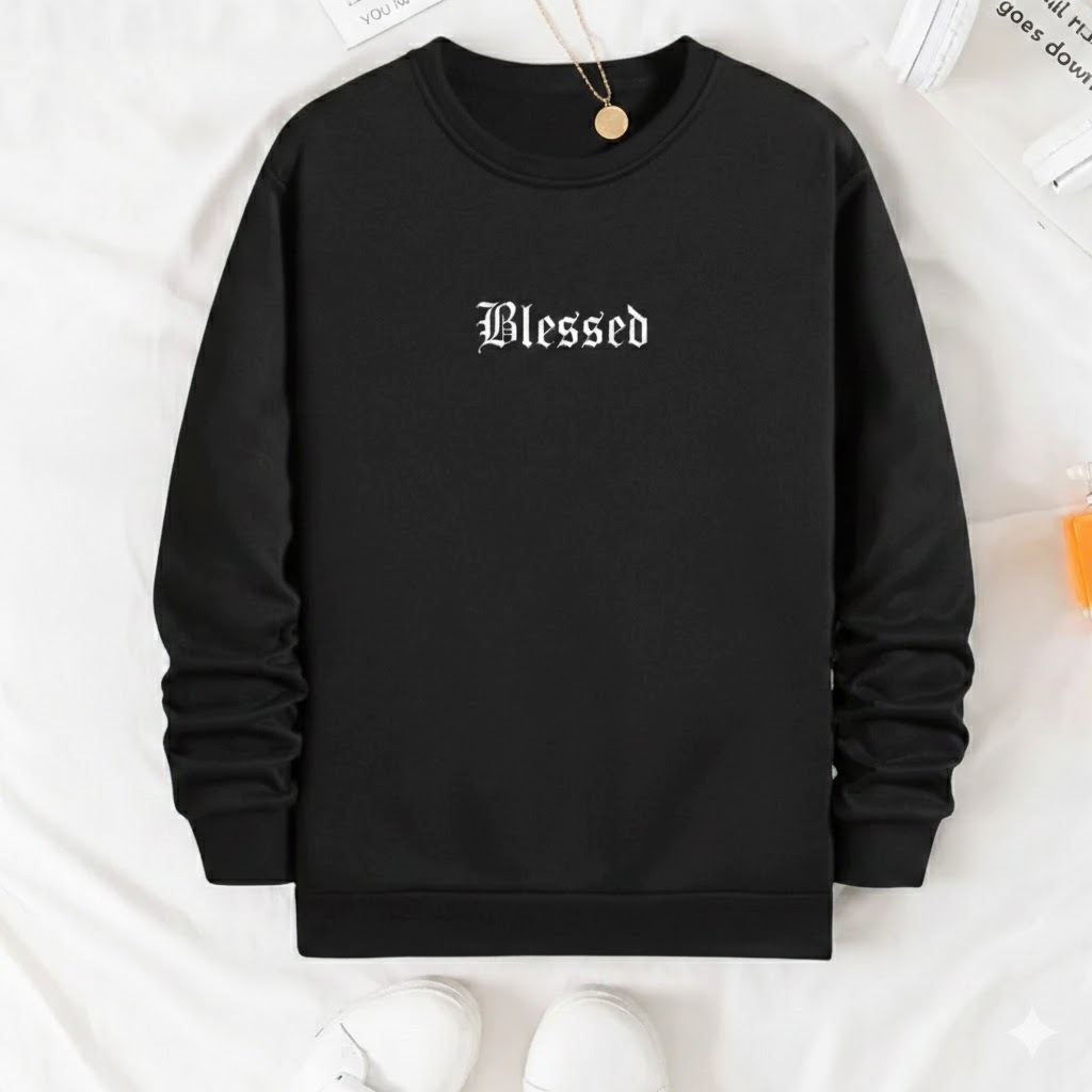 POLAR BEAR Moletom Careca Casual Confortavel Ideal Para O Inverno Estampado Blessed