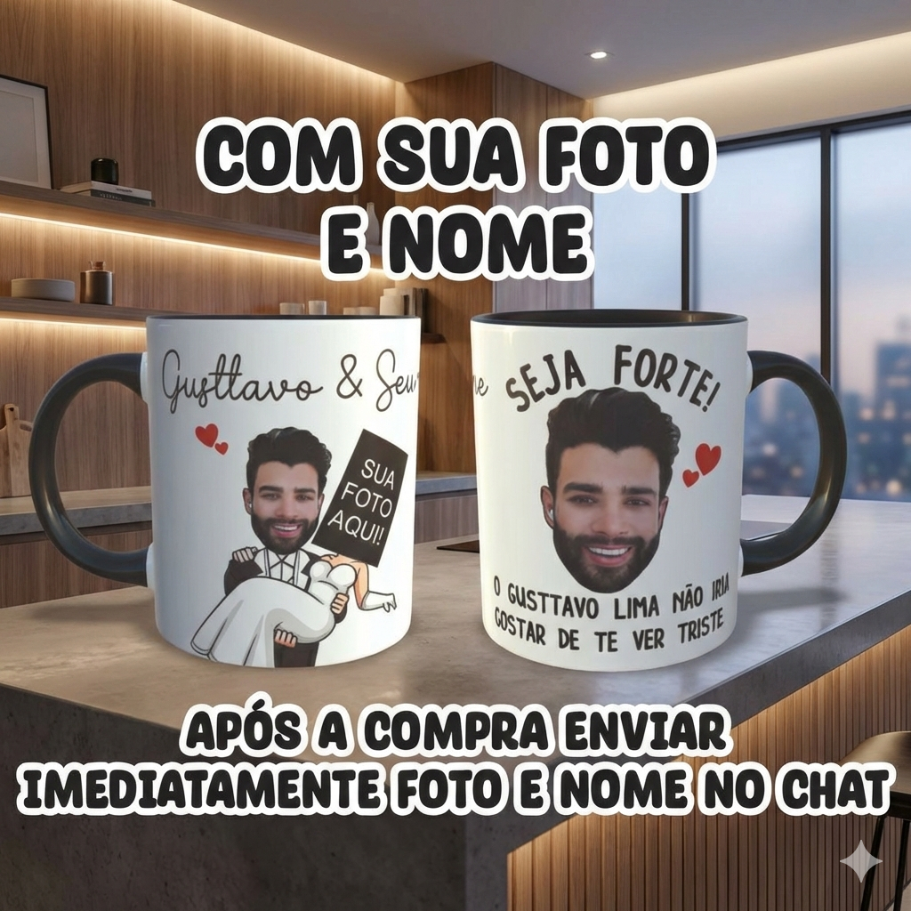 Caneca Personalizada Gusttavo Lima - Com Sua Foto e Nome - Presente Criativo Fã Embaixador