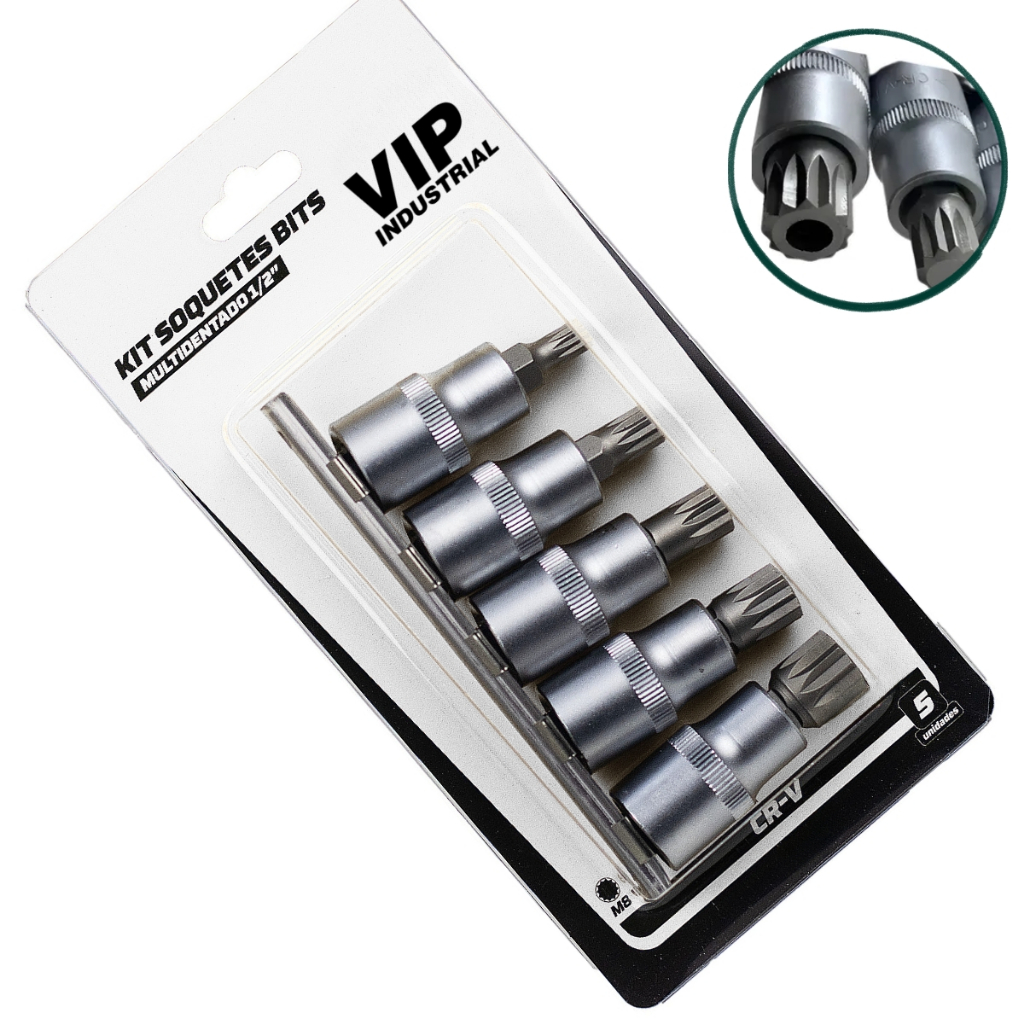 Kit Jg de Soquete Pito Multidentado M8 M10 M12 M14 e M16 5 Peças - Vip Industrial em Oferta na Shopee