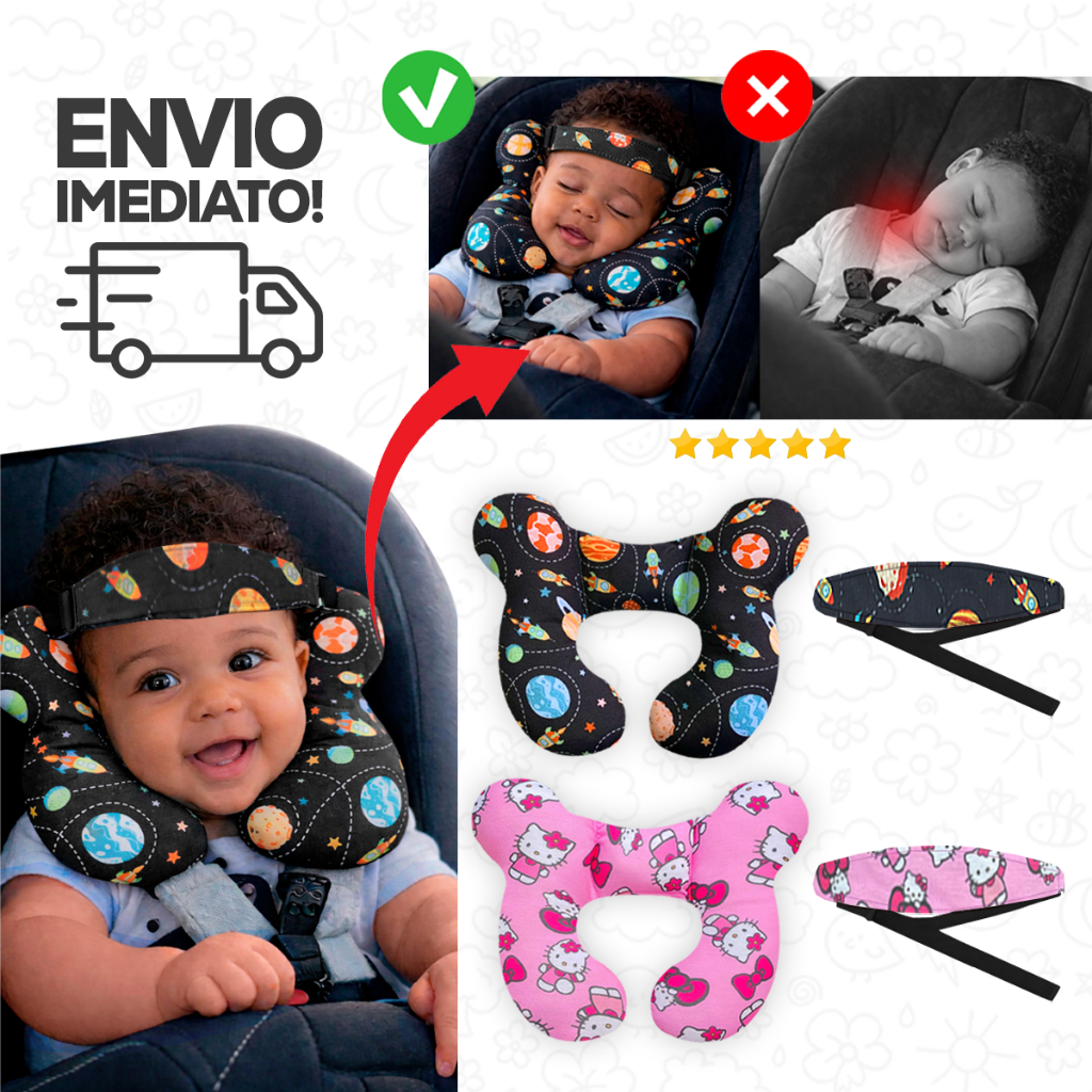 Almofada para Pescoço Bebe Conforto com Faixa Apoio de Cabeça Super Confortável em Oferta na Shopee