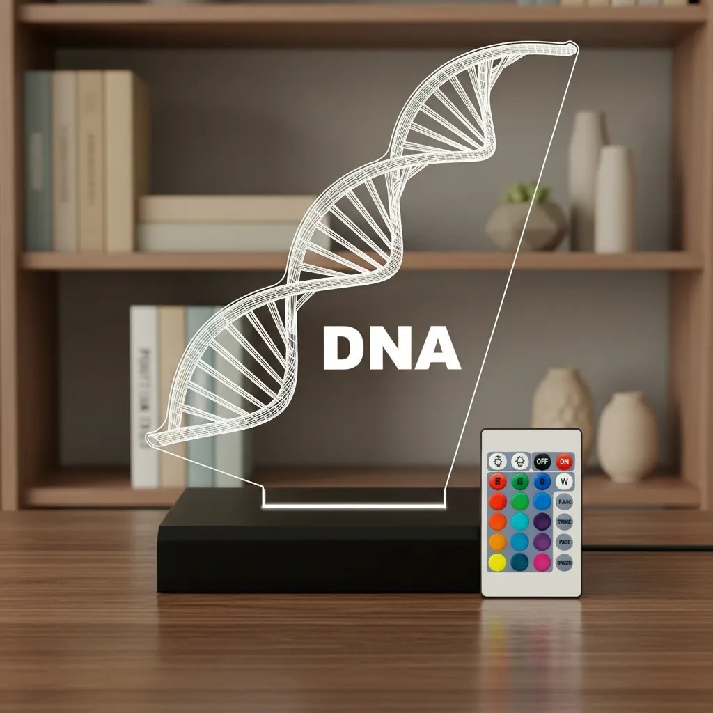 Luminária Led 3d | DNA Medicina Biomedicina | Abajur Presente Criativo Decoração