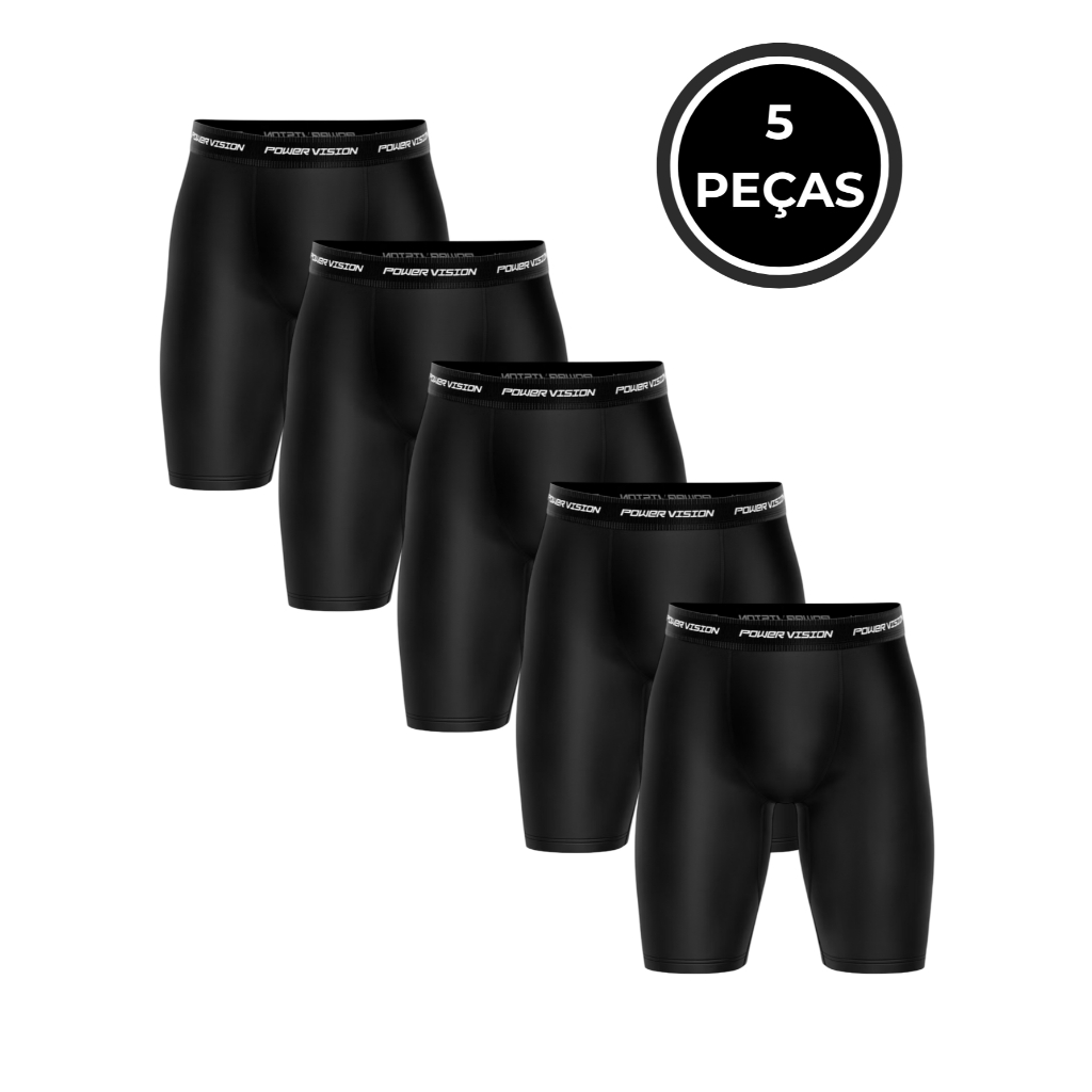 Kit 05 Cueca Plus Size Pretas Microfibra Extra Grande Ciclista Longa