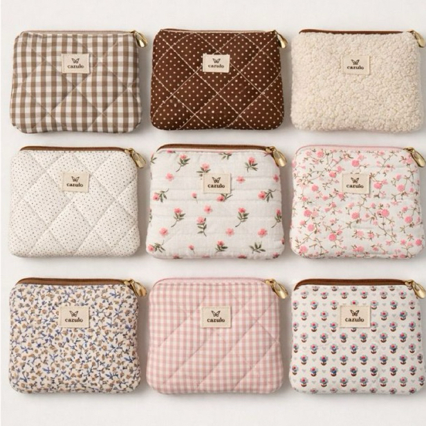 Necessaire Pequena organizadora Estampada 100% Algodão Porta Maquiagem cosméticos Viagem