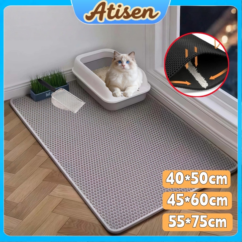 Tapete de Areia para Gatos Grande Dupla Camada EVA À Prova d'água Controle de Dispersão Menos Resíduos