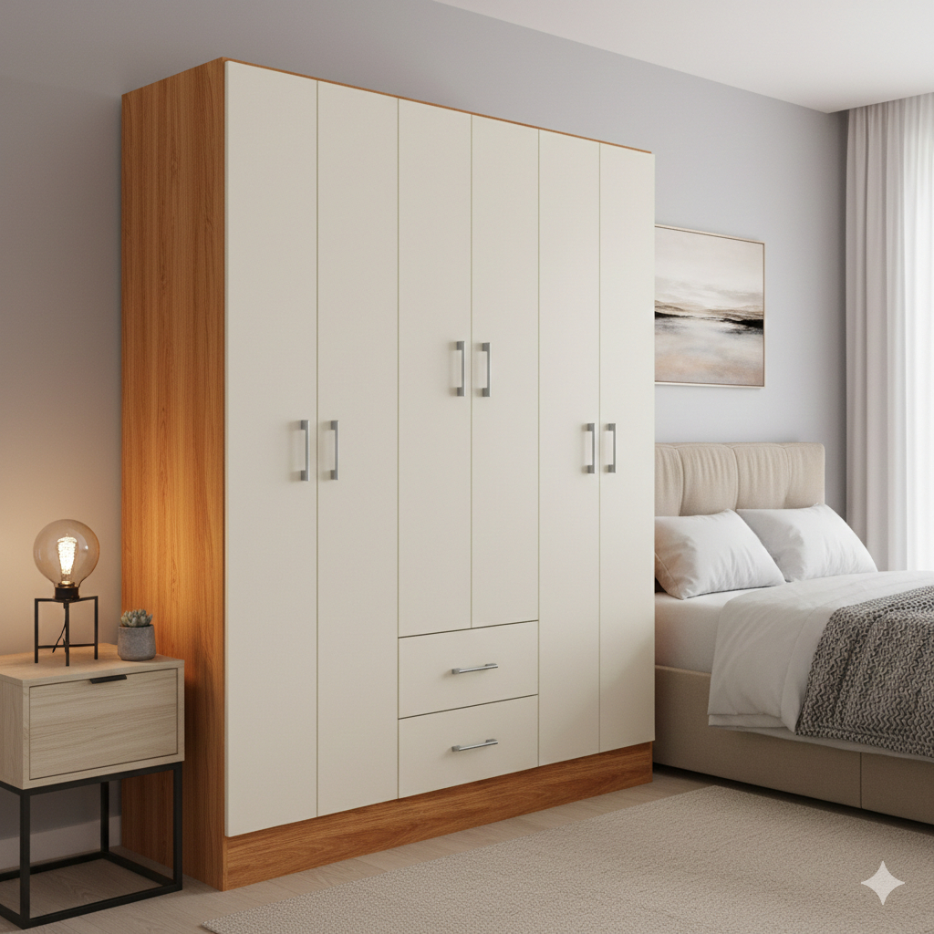 Guarda Roupa Casal Quarto 6 Portas 2 Gavetas - SHARK MOVEIS