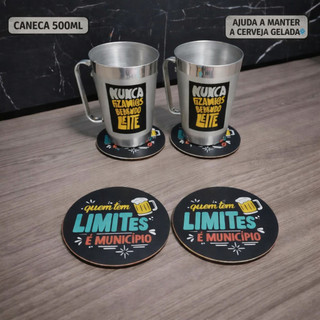 Caneca Chopp Personalizada / Caneca Alumínio 500ml / Kit Caneca Chopp e Apoiador Personalizado