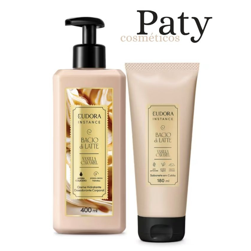 COMBO INSTANCE | VANILLA CARAMEL | CREME HIDRATANTE DESODORANTE CORPORAL 400ML + SABONETE EM CALDA - 180ML