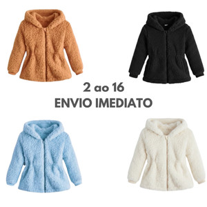 Blusa Infantil Masculina Teddy Ted Tedy Lã Com Blusa de Frio Capuz Touca Quente MeninoMasculino Preto Marrom Branco