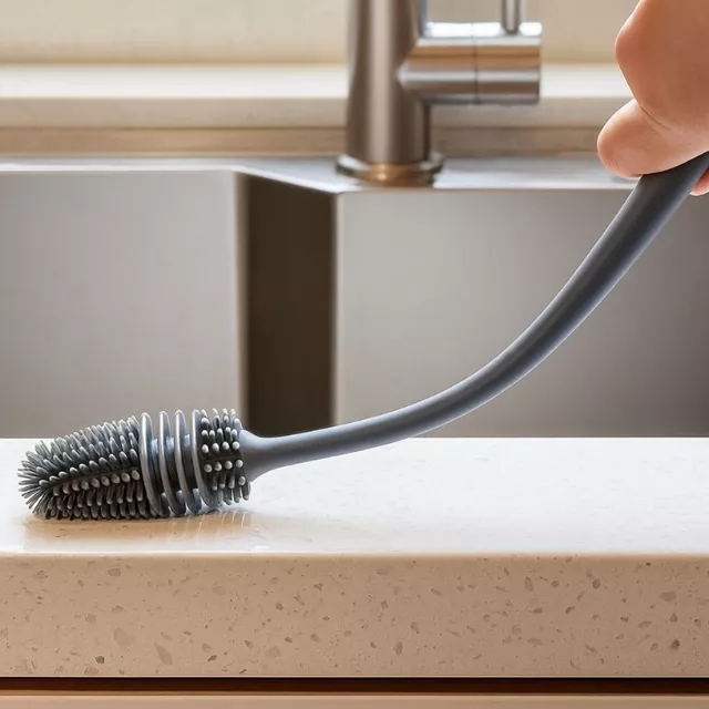 Escovas Silicone para Lavar Garrafas Copos Mamadeiras Escova Flexível de Limpeza Durável