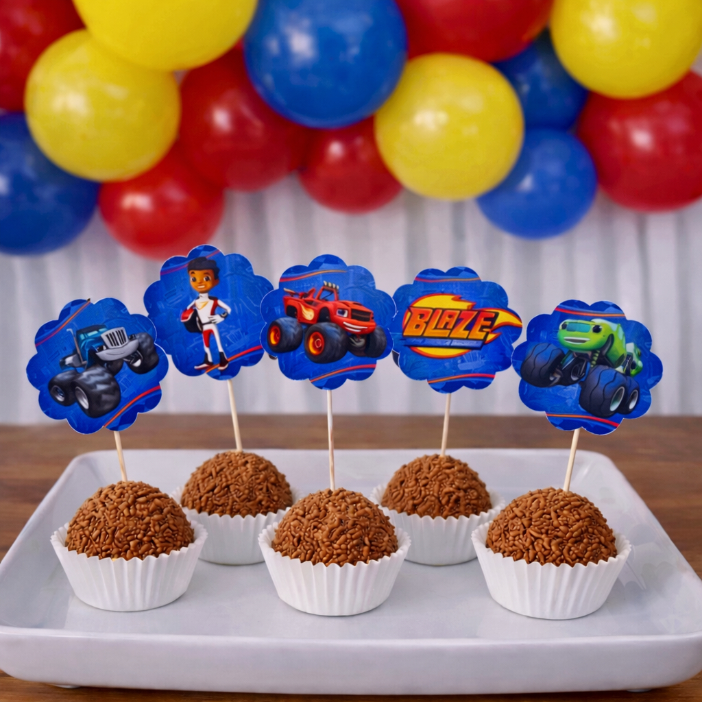 Topper de docinhos ou cupcake Blaze/tags Blaze/Topo de docinho Blaze/Festa Blaze