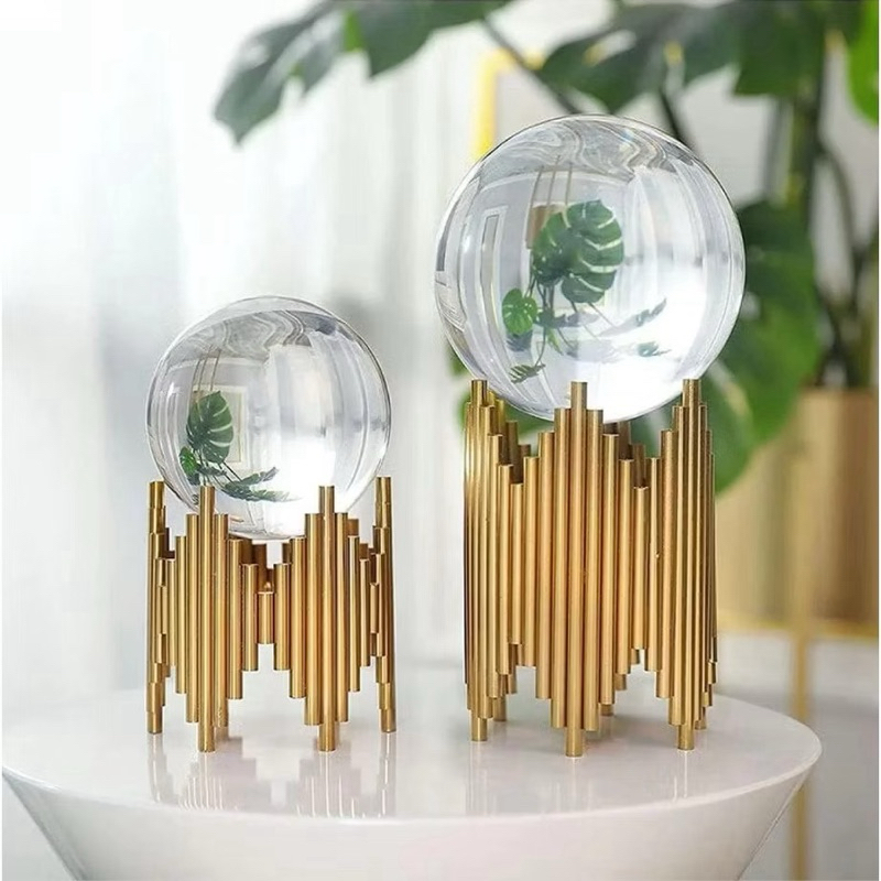 Kit Enfeite Metal Modary Esfera de Cristal Decorativa Suporte Dourado Moderno Elegância Sala Escritório Decoração em Oferta na Shopee