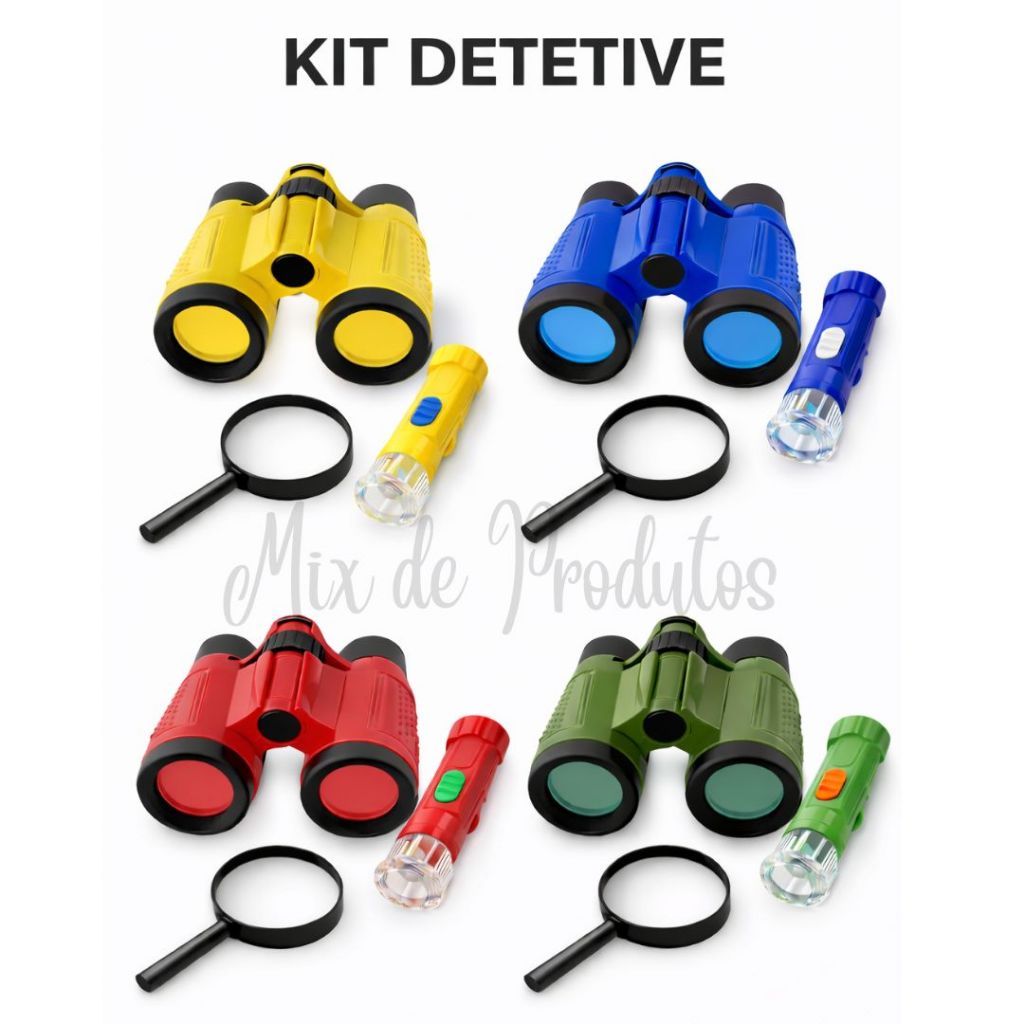 Imagem Kit Detetive Infantil Binóculo Lupa Lanterna Adventure