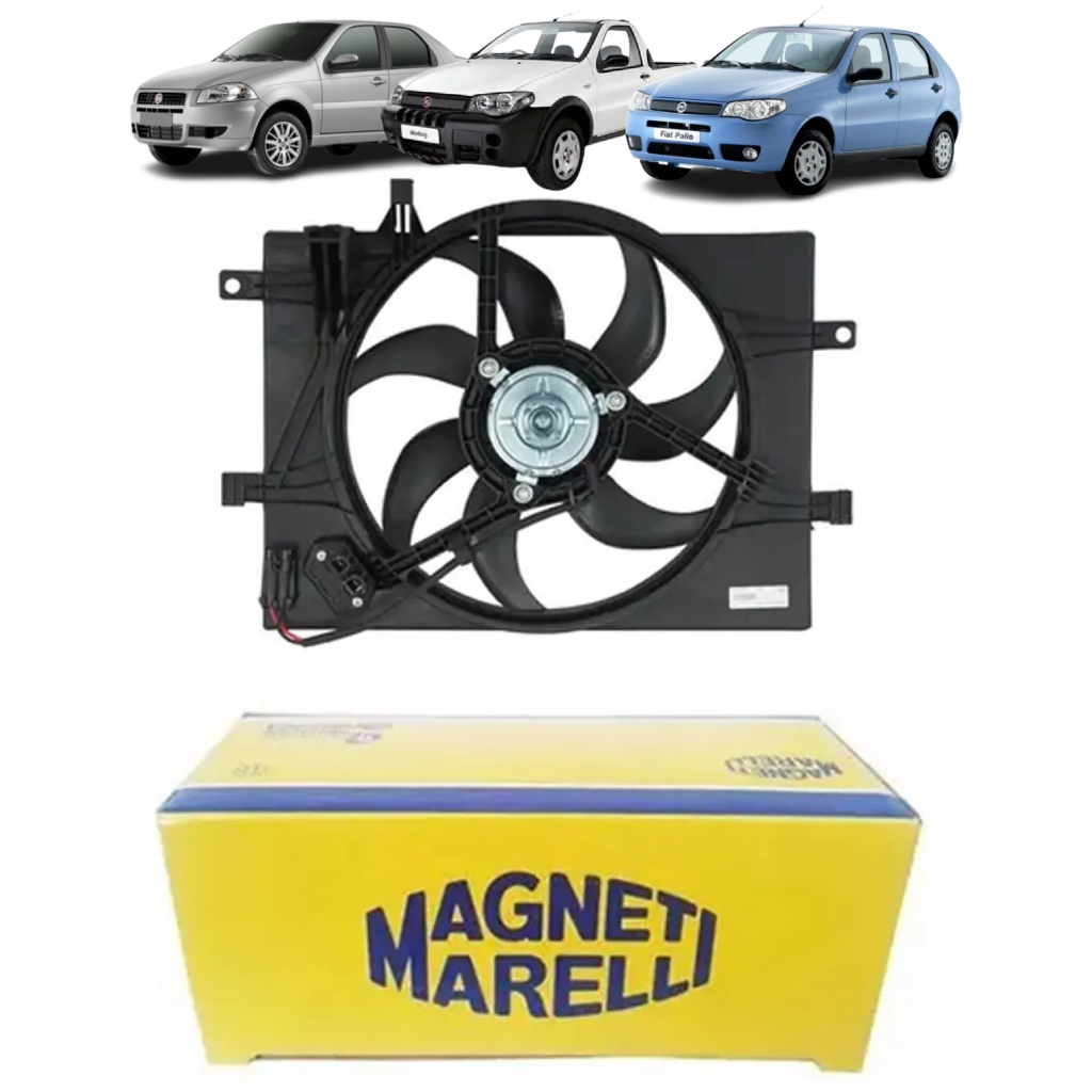Eletroventilador Ventoinha Fiat Palio Siena Strada 2007 2008 2009 2010 2011 2012 2013 Com Ar Marelli