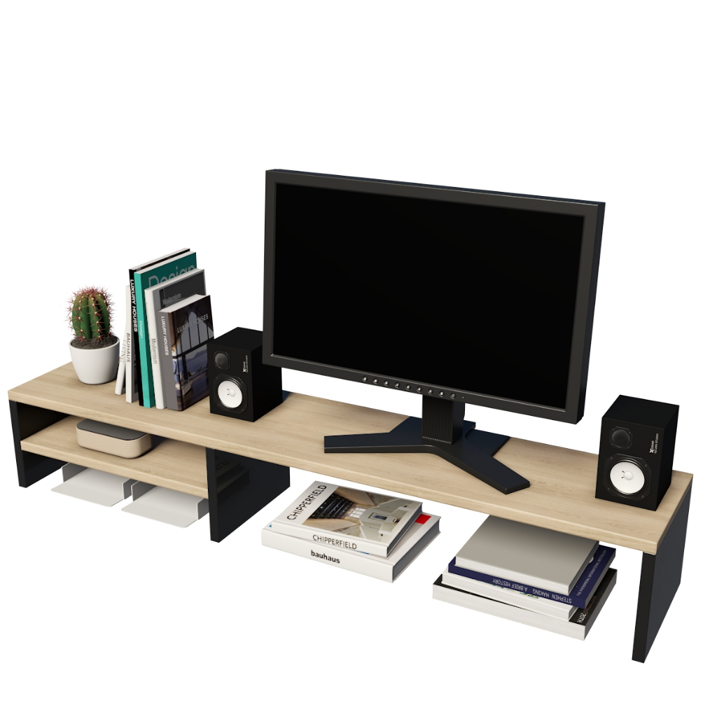 Base para Monitor com Prateleira e Espaço Organizador Setup Escritório Moderno