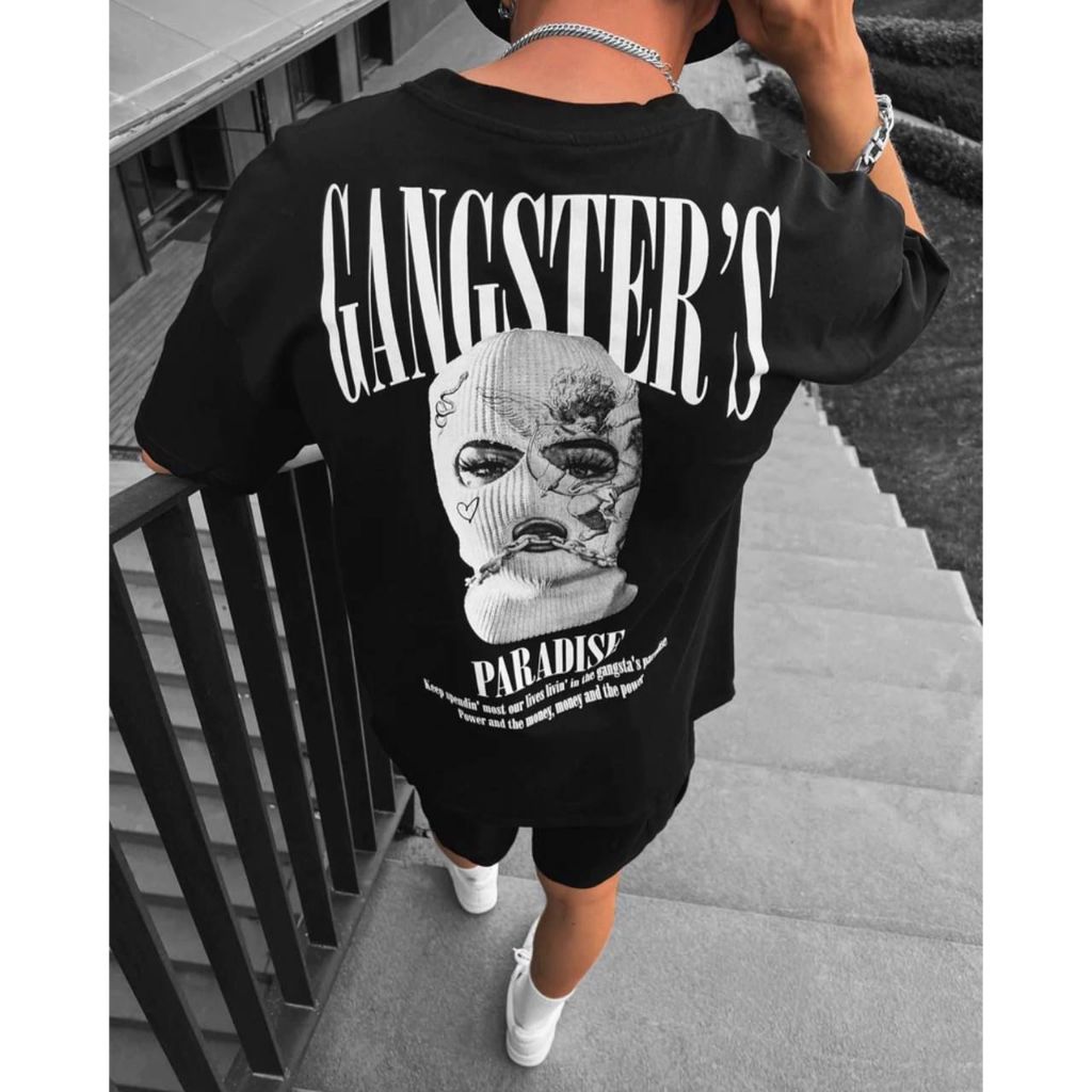 Camiseta Oversized Gangstee Paradise Aftersoul Unissex Plus Size P ao G6 100% Algodão
