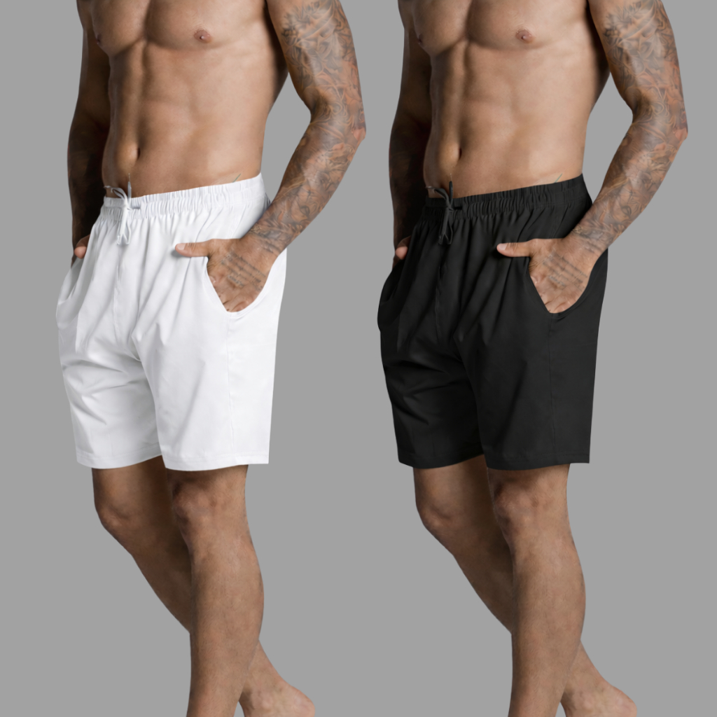 Shorts Tactel Kit 2 Liso Basico Confortavel Eficiente Em Esportes Como Basquete Volei Com Elastano
