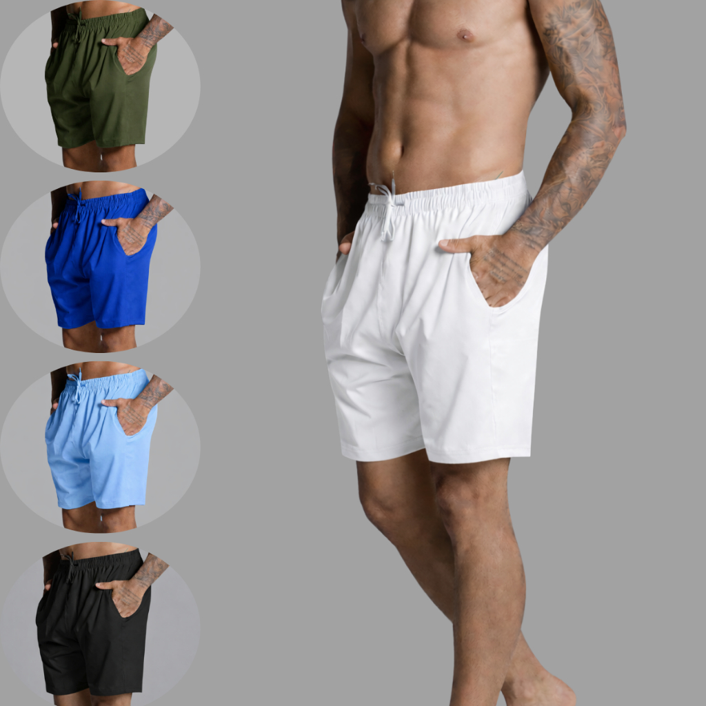 Short Tactel Mauricinho Liso Basico Confortavel Adequado Para Piscina Futebol Academia Com Elastano