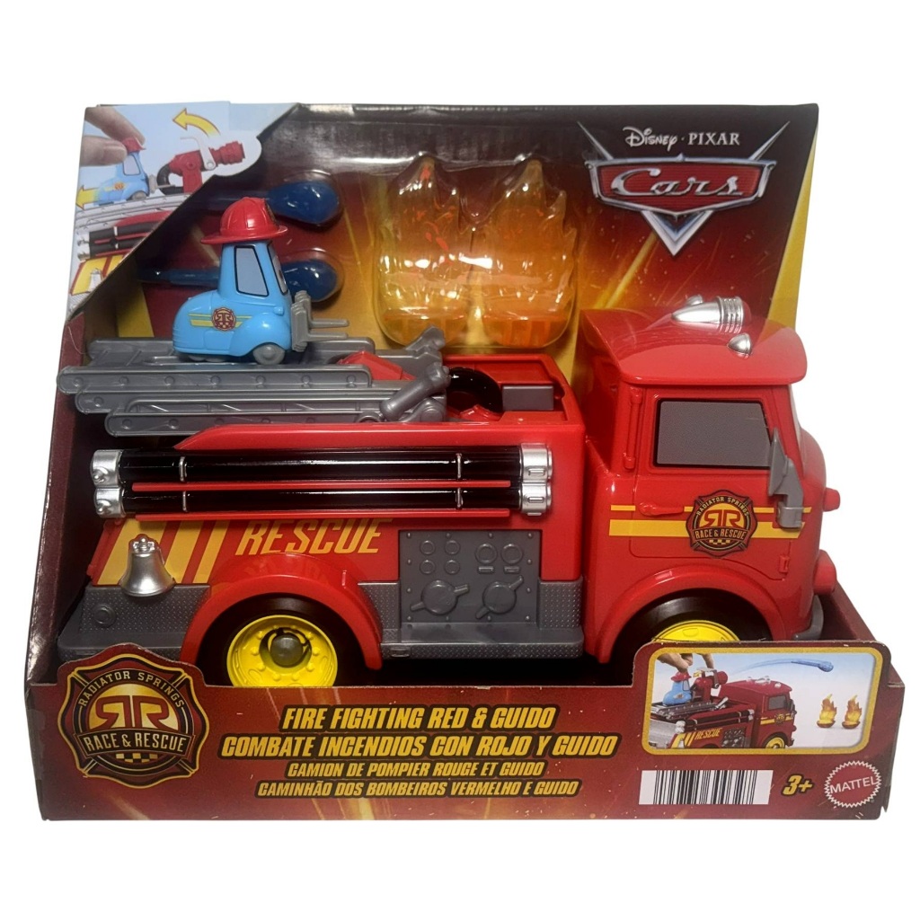 Veículo Caminhão De Bombeiros Red Mini Empilhadeira Guido Filme Infantil Cars Carros Disney - Mattel